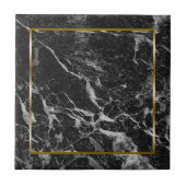 Zwart en grijs faux marmeren steen tegeltje (Voorkant)