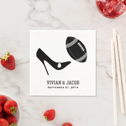 Zwart en Grijs Football Aangepaste Bruiloft Servet (Insitu)