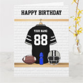Zwart en grijs Football Jersey Happy Birthday Kaart (Gele Bloem)