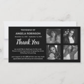 Zwart en grijs Fotocollage Memorial Bedankkaart (Voorkant)