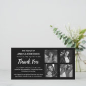 Zwart en grijs Fotocollage Memorial Bedankkaart (Staand voorkant)