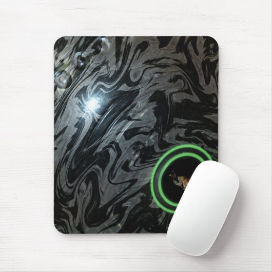 Zwart en grijs gazon kom, mousepad muismat (Met muis)