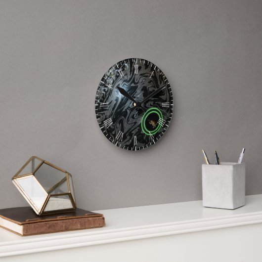 Zwart en grijs gazon kom, wandklok (Kantoor)