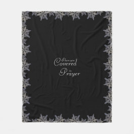 Zwart en grijs Gedekt in Prayer Crystal Snowflake Fleece Deken