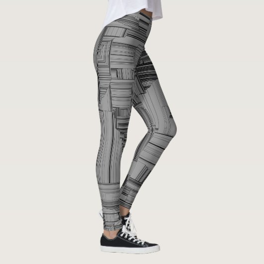 Zwart en grijs geometrisch leggings (Rechts)