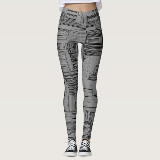 Zwart en grijs geometrisch leggings (Voorkant)
