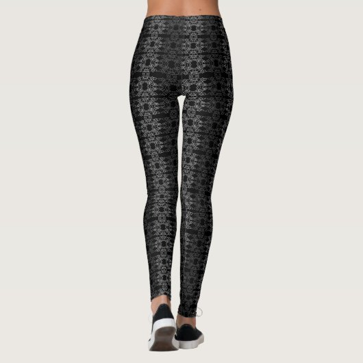 Zwart en grijs geometrische Leggings door Joya Eve (Achterkant)