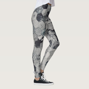 Zwart en grijs geometrische vormen leggings