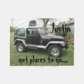Zwart en grijs Gepersonaliseerd Jeep Blanket perso Fleece Deken (Voorkant (Horizontaal))