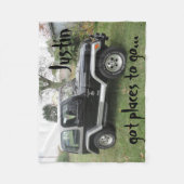 Zwart en grijs Gepersonaliseerd Jeep Blanket perso Fleece Deken (Voorkant)