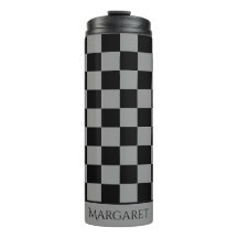 zwart en grijs geruit monogram naam