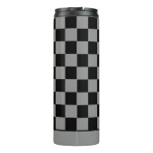 zwart en grijs geruit monogram naam thermosbeker (Achterkant)