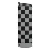 zwart en grijs geruit monogram naam thermosbeker (Geroteerd rechts)