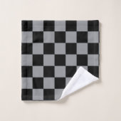 Zwart en grijs geruit motief bad handdoek (Wasdoekje)