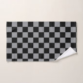 Zwart en grijs geruit motief bad handdoek (Handdoek)
