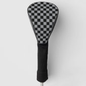 Zwart en grijs geruit motief golfheadcover (Voorkant)