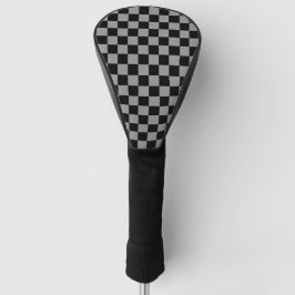 Zwart en grijs geruit motief golfheadcover