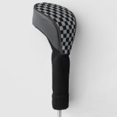 Zwart en grijs geruit motief golfheadcover (Schuin)