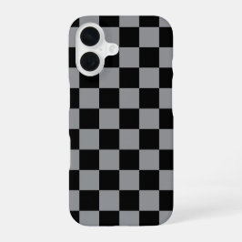 Zwart en grijs geruit motief iPhone 16 hoesje