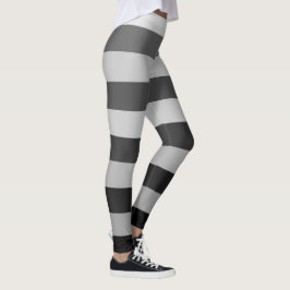 Zwart en grijs gestreept kleurblokpatroon leggings