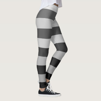 Zwart en grijs gestreept kleurblokpatroon leggings