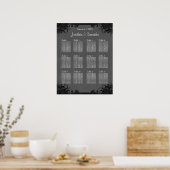 Zwart en Grijs Gothic Bruiloft 12 Tafel Zitgrafiek Poster (Keuken)