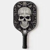 Zwart en Grijs Gothic Scull Textuur Monogram Pickleball Paddle (Achterkant)