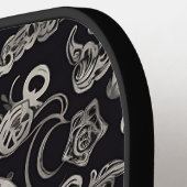 Zwart en Grijs Gothic Scull Textuur Monogram Pickleball Paddle (Links Detail)