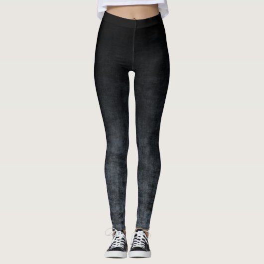 Zwart en grijs Grunge Ombre Textuur Leggings (Voorkant)