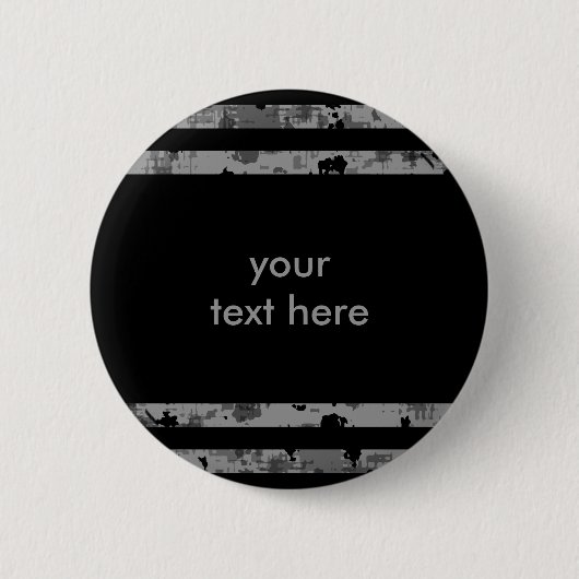 Zwart en grijs grungy gestreept ronde button 5,7 cm (Voorkant)