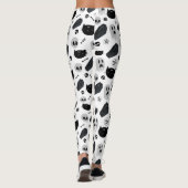 Zwart en Grijs Halloween Icons Patroon Leggings (Achterkant)