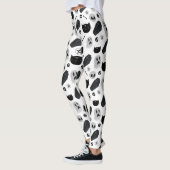 Zwart en Grijs Halloween Icons Patroon Leggings (Links)