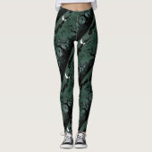 Zwart en grijs Halloween kerkhof landschap Leggings (Voorkant)