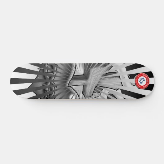 Zwart en grijs heilig hart skateboard (Horizontaal)