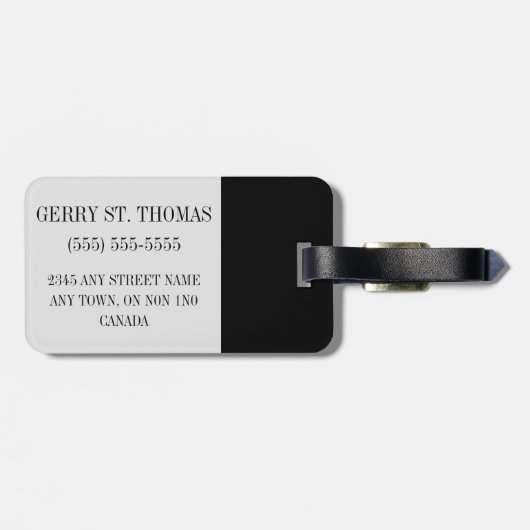 Zwart en grijs Initiaal kleurenblok Bagagelabel (Achterkant horizontaal)