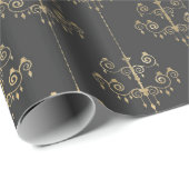 Zwart en grijs  kroonluchters cadeaupapier (Rol Hoek)