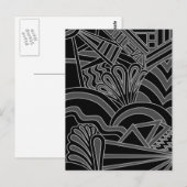 Zwart en grijs kunstdecoontwerp. briefkaart (Voorkant / Achterkant)
