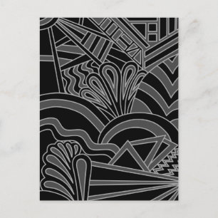 Zwart en grijs kunstdecoontwerp. briefkaart