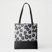 Zwart en grijs luipaardpatroon met monogram tote bag (Voorkant)