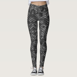 Zwart en grijs Magic Dragon Scale Fantasy Leggings