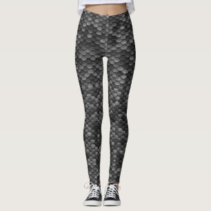 Zwart en grijs Magic Dragon Scale Fantasy Leggings