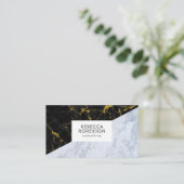 Zwart en grijs Marmer Geometrisch ontwerp Visitekaartje (Staand voorkant)