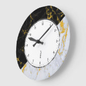 Zwart en grijs marmer, goudaccent geometrisch ontw grote klok (Hoek)