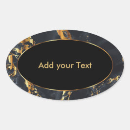 Zwart en grijs marmer met gouden accenten ovale sticker