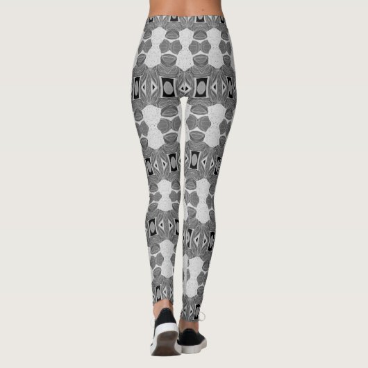 Zwart en grijs met patroon leggings (Achterkant)