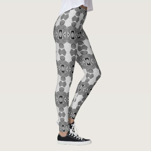 Zwart en grijs met patroon leggings (Rechts)