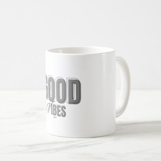 Zwart en grijs Minimalist Good Vibes Mok (Voorkant rechts)
