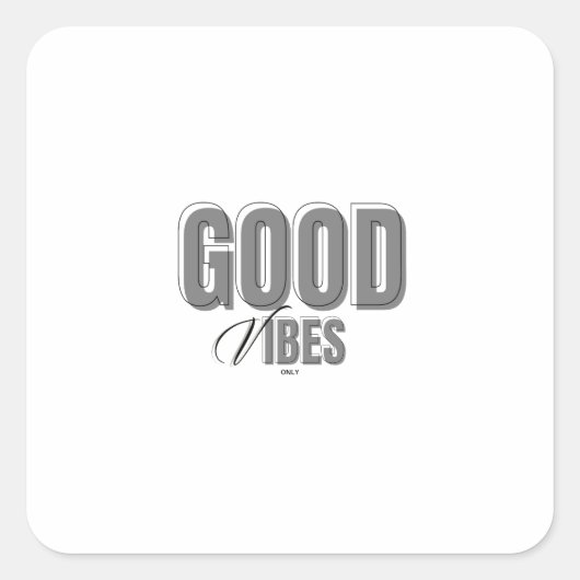 Zwart en grijs Minimalist Good Vibes Sticker (Voorkant)