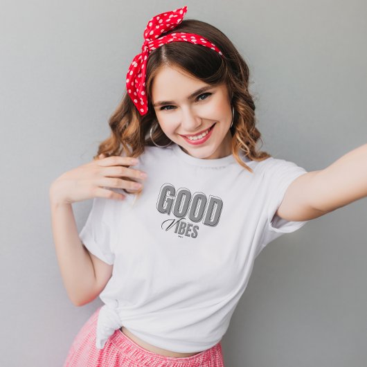 Zwart en grijs Minimalist Good Vibes T-shirt