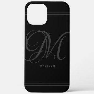 Zwart en grijs minimalistisch monogram en naam Hoe Case-Mate iPhone Case